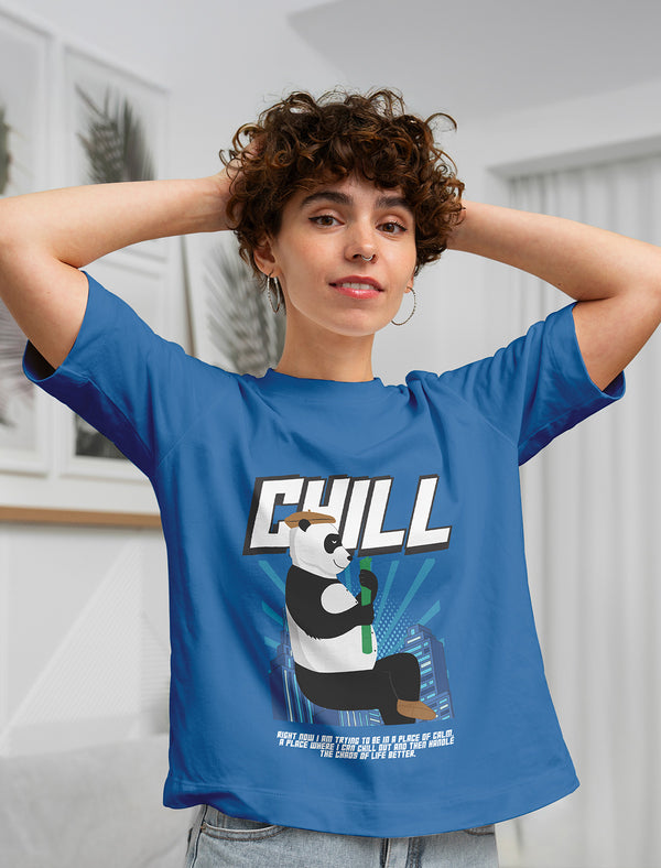 Stay Chill Panda Graphic Tee – Royal Blue